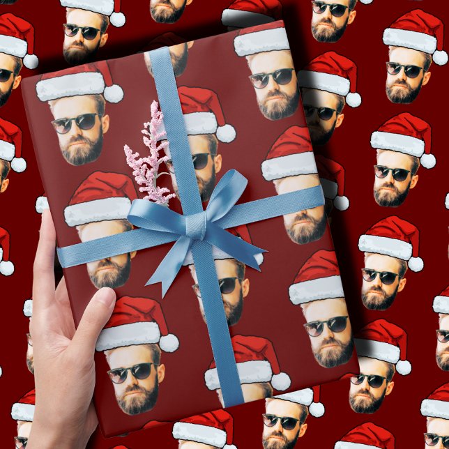 Anpassningsbar Ansikte Photo Santa Hat-jul Presentpapper (Skapare uppladdad)
