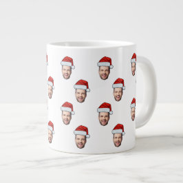 Anpassningsbar Ansikte Photo Santa Hat julklapp Jumbo Mugg