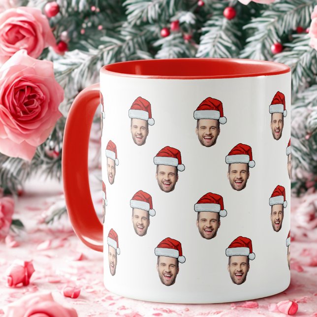 Anpassningsbar Ansikte Photo Santa Hat julklapp Mugg (Skapare uppladdad)
