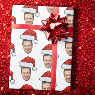 Anpassningsbar Ansikte Photo Santa Hat julklapp Presentpapper