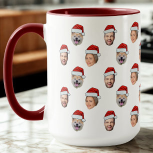 Anpassningsbar Ansikte Santa Hat 3-fotoutgåva Mugg