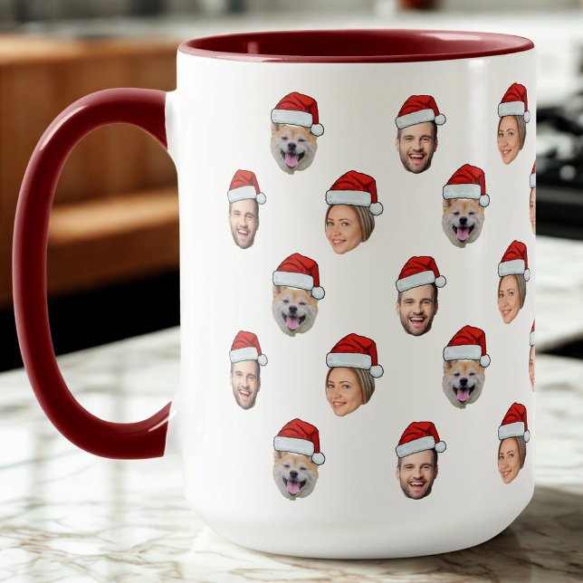 Anpassningsbar Ansikte Santa Hat 3-fotoutgåva Mugg (Skapare uppladdad)