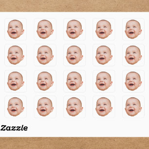 Anpassningsbar Ansikte Stickers Personlig Ansikte Fyrkantigt Klistermärke