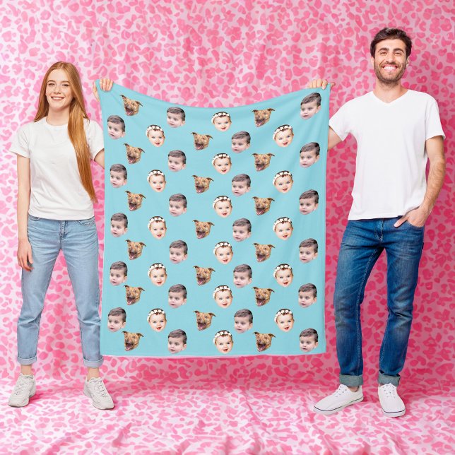 Anpassningsbar Ansikte, Unik Family Gift 3-foton A Fleecefilt (Skapare uppladdad)