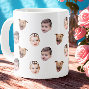 Anpassningsbar Ansikte, Unik Family Gift 3-foton A Jumbo Mugg