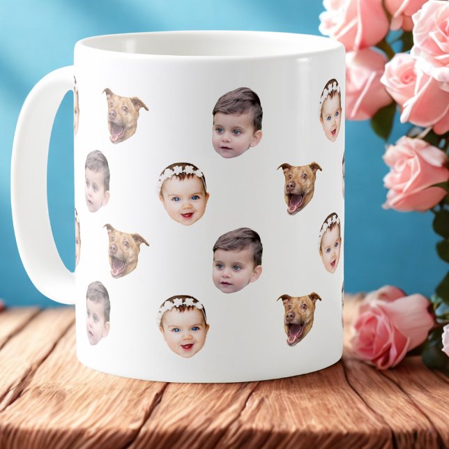 Anpassningsbar Ansikte, Unik Family Gift 3-foton A Kaffemugg (Skapare uppladdad)
