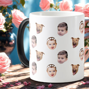 Anpassningsbar Ansikte, Unik Family Gift 3-foton A Magisk Mugg