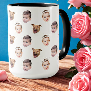 Anpassningsbar Ansikte, Unik Family Gift 3-foton A Mugg