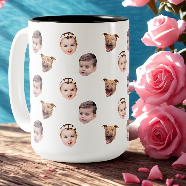 Anpassningsbar Ansikte, Unik Family Gift 3-foton A Två-Tonad Mugg (Skapare uppladdad)