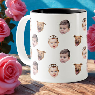 Anpassningsbar Ansikte, Unik Family Gift 3-foton A Två-Tonad Mugg