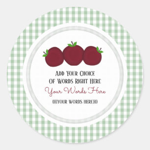 Anpassningsbar Apple Gingham Classic Round Sticker Runt Klistermärke