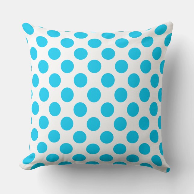 Anpassningsbar Aqua Blue Polka Dot Dekorativ kudde (Framsida)