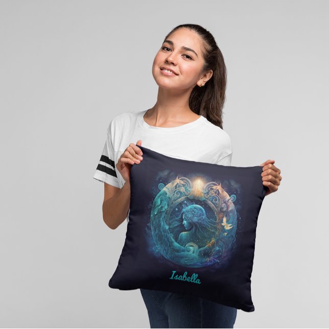 Anpassningsbar Aquarius Zodiac Horoscope Fantasy S Kudde (Skapare uppladdad)