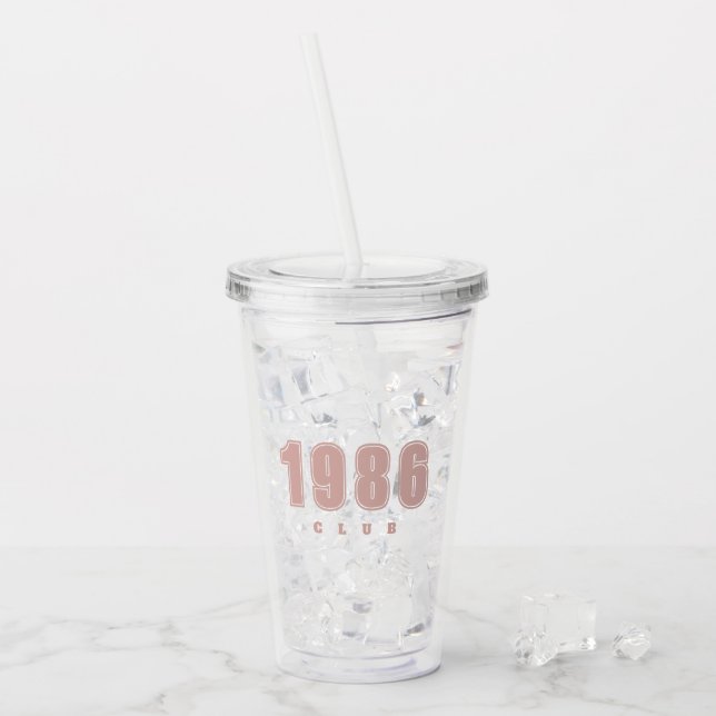 Anpassningsbar År - 1986 Klubb - trendigets rosa Take Away Mugg (Framsida Ice)
