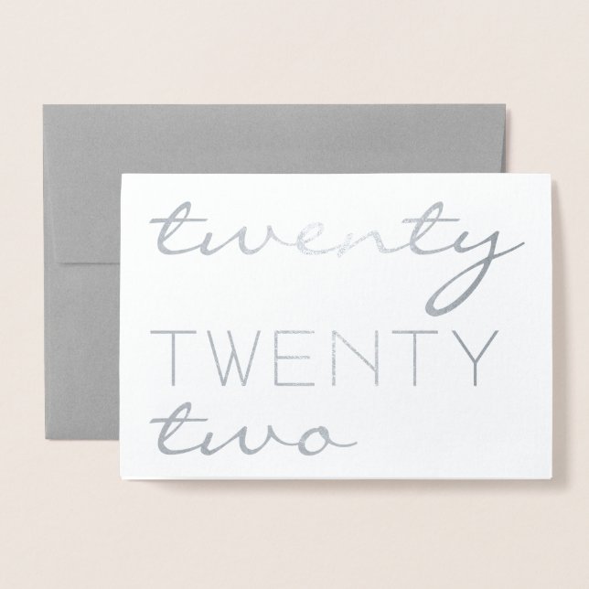 Anpassningsbar År 2022 Modern Typography Elegant F Folierat Kort (Framsida med kuvert)