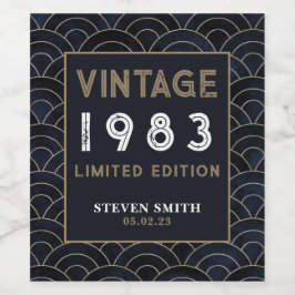 Anpassningsbar År 40:e blå Födelsedagsfesten Vinflaska Etikett