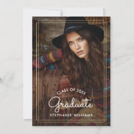 Anpassningsbar År Barn Wood Studentfest Inbjudningar