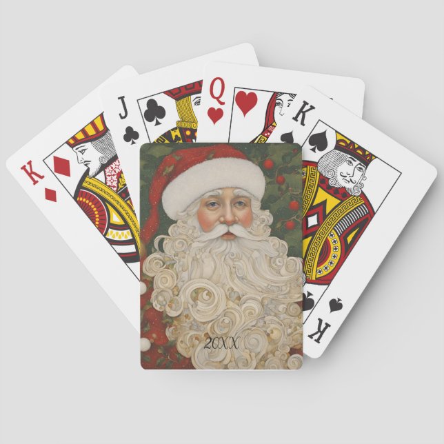 Anpassningsbar År Boho Jultomten Casinokort (Baksidan)