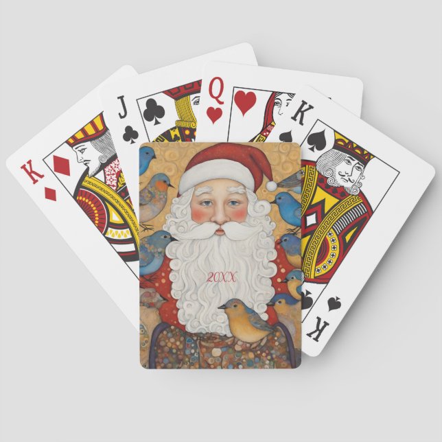 Anpassningsbar År Boho Jultomten Casinokort (Baksidan)