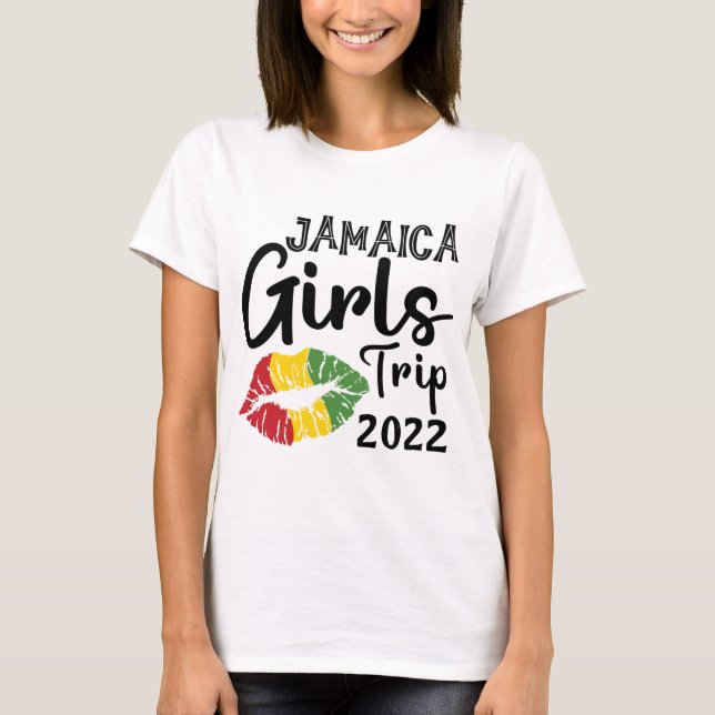 Anpassningsbar År Jamaica Girl Resa Matching T Shirt (Framsida)