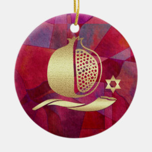 Anpassningsbar År judisk nyår,Rosh Hashanah Orname Julgransprydnad Keramik