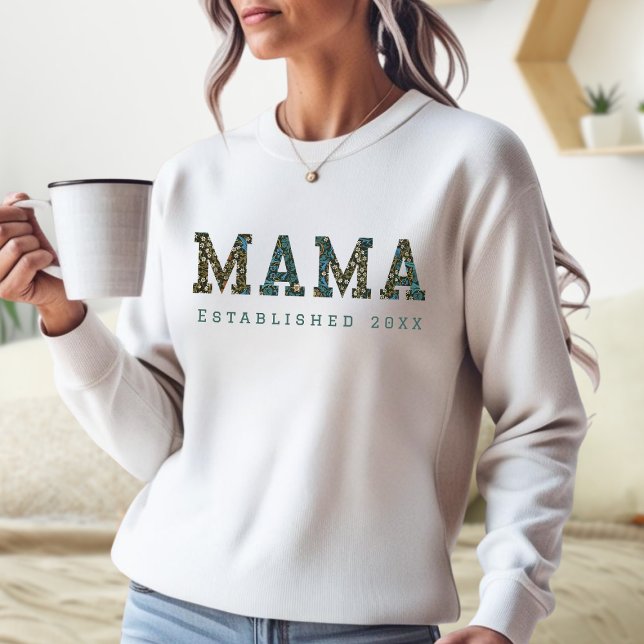 Anpassningsbar År - Mamma blå Blommigtar T Shirt (Skapare uppladdad)