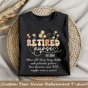 Anpassningsbar År Nurse Pension Blommigt Groovy Fu T Shirt