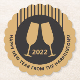 Anpassningsbar År och text Champagne papper underl Underlägg Papper