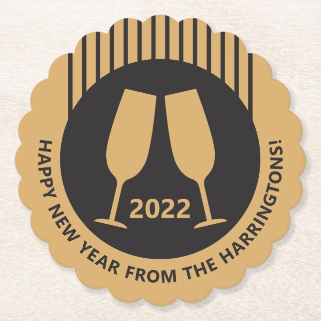 Anpassningsbar År och text Champagne papper underl Underlägg Papper (Framsida)