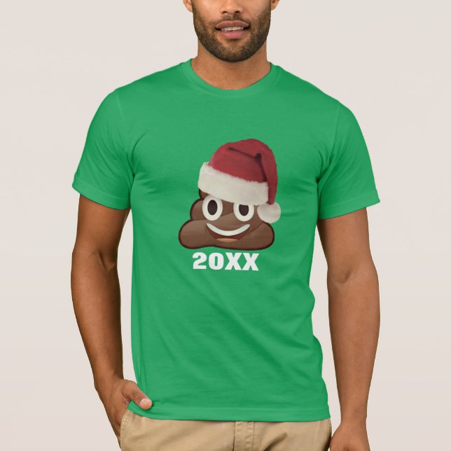 Anpassningsbar År Poop Emoji Funny Julshirt T Shirt (Framsida)