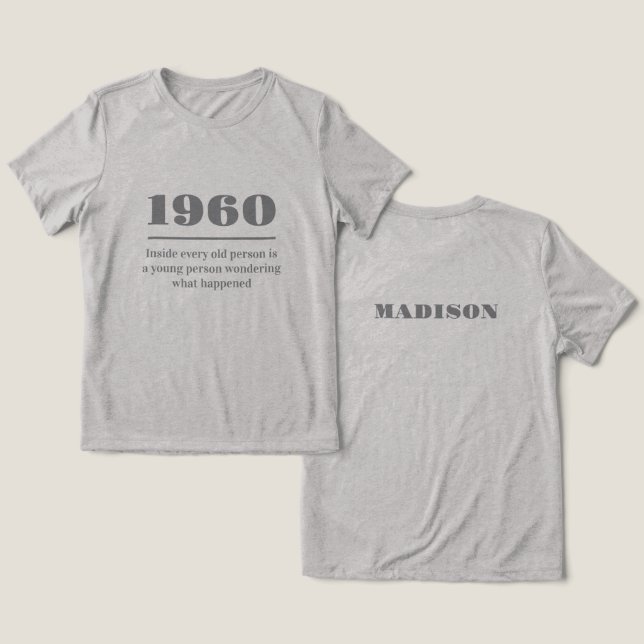 Anpassningsbar År, text och Namn T Shirt (Design fram och bak)