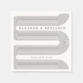 Anpassningsbar Arch Black White Linjer Elegant Nam Pappersservett