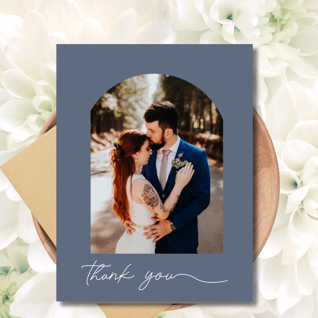 Anpassningsbar Arch Photo Bröllop Tack Vykort (Custom Arch Photo Wedding Thank You Postcard)