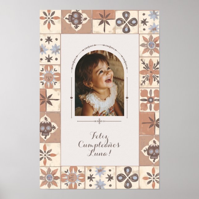 Anpassningsbar Arch Photo Mexican Tile Fiesta Neut Poster (Framsidan)