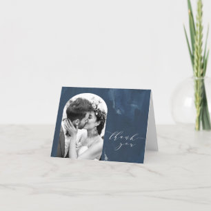 Anpassningsbar Arch Shape Bröllop Photo Navy Blue Tack Kort