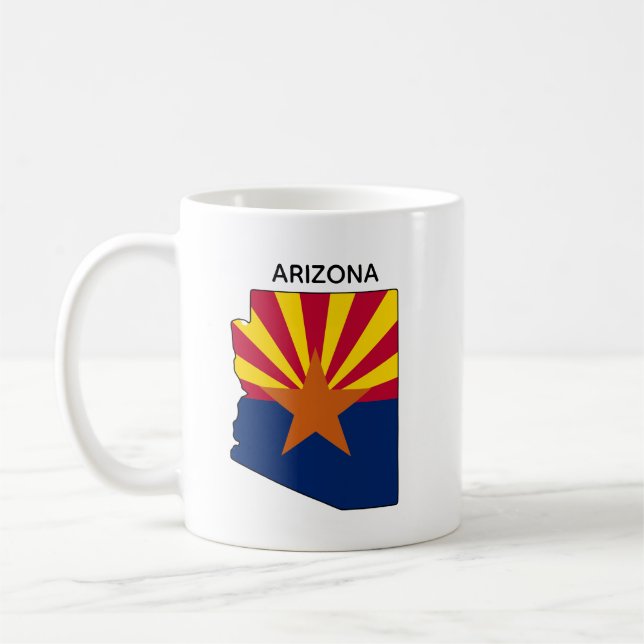 Anpassningsbar Arizona Staten Karta Flagga Kaffemugg (Vänster)