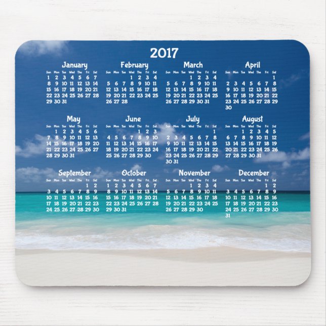 Anpassningsbar Årlig kalender 2017 för musmatta (Framsidan)