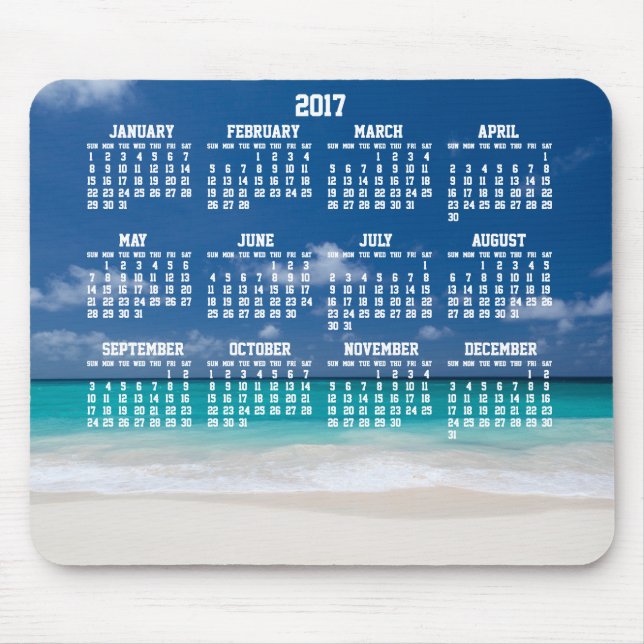 Anpassningsbar Årlig kalender 2017 för musmatta (Framsidan)