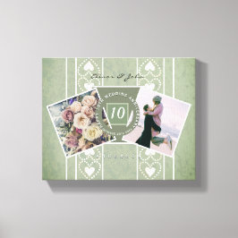 Anpassningsbar, årsdag 2 foton+mallar canvastryck