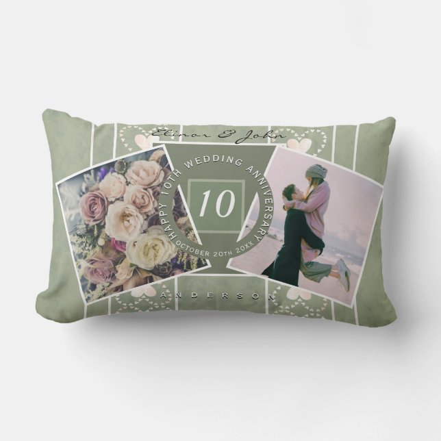 Anpassningsbar-årsdag 2 Foton+   MallarArbetsyteut Lumbarkudde (Framsida)