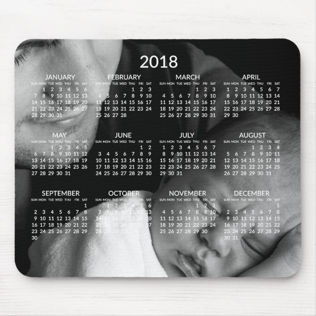 Anpassningsbar Årskalender 2018 Mousepads Musmatta (Framsidan)