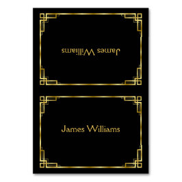 Anpassningsbar Art Deco Black och Guld Place Cards Bordsnummer