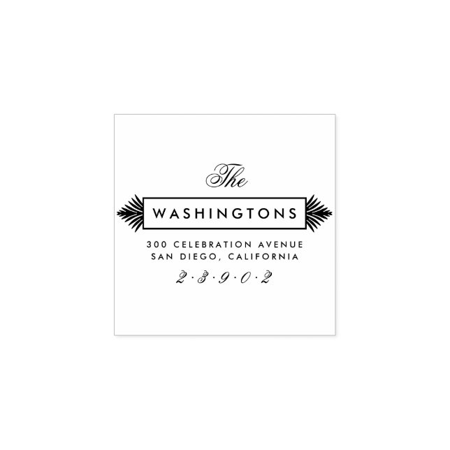 Anpassningsbar Art Deco Family Namn Returadress Stämpel (Tryck)