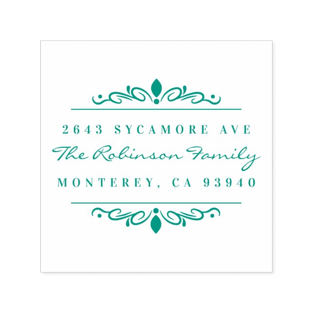 Anpassningsbar Art Deco Ornament Family Returadres Självfärgande Stämpel (Design)