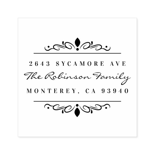 Anpassningsbar Art Deco Ornament Family Returadres Stämpel (Tryck)