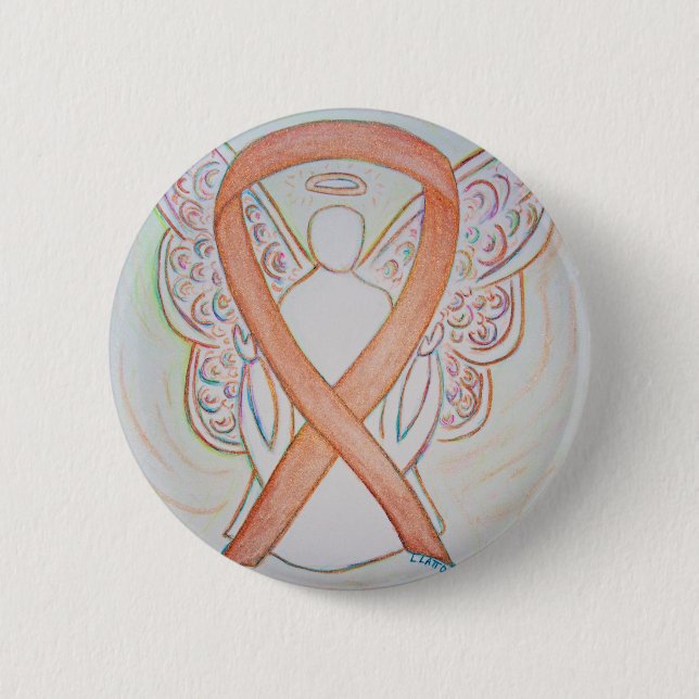 Anpassningsbar Art-knapp för Ribbon Angel- för gul Knapp (Framsida)