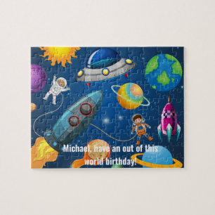 Anpassningsbar, astronauter, rymdskepp, planeter, pussel