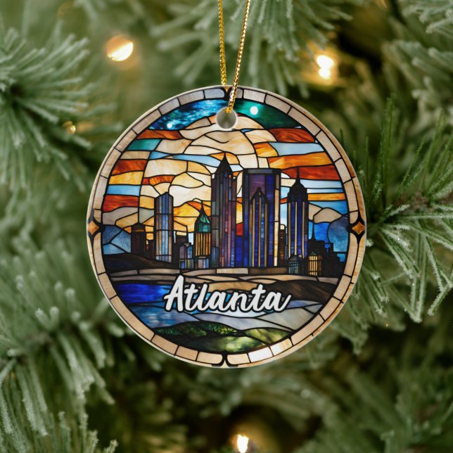 Anpassningsbar Atlanta Skyline Julgransprydnad Keramik (Träd)