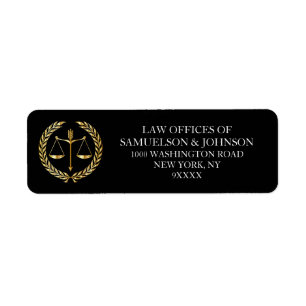 Anpassningsbar Attorney Lawyer  of Justice Black G Returadress Etikett