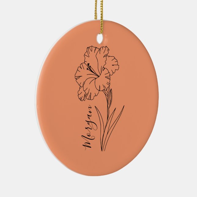 Anpassningsbar August Gladiolus Birth Flower Gift  Julgransprydnad Keramik (Höger)